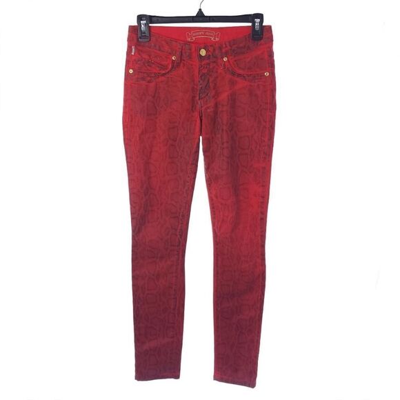 Robin's Jeans Jane Red Snake Print Womens Size 26 - Picture 1 of 14